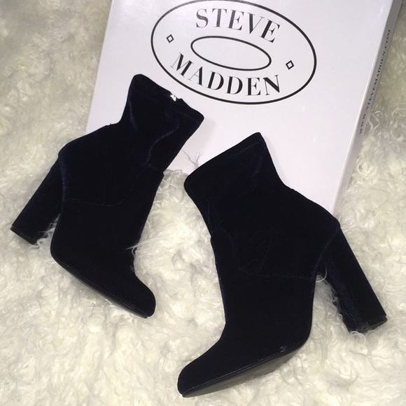 Steve Madden Shoes - NEW Steve Madden Navy Blue Velvet Velour Booties